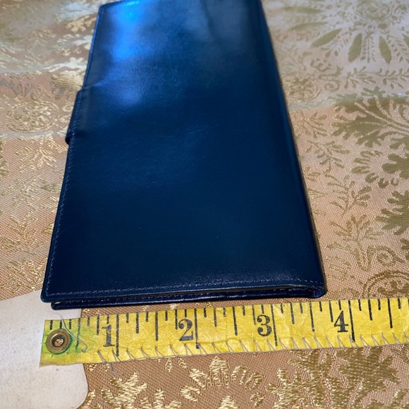 💯AUTHENTIC CELINE TRIOMPHE NAVY BLUE CALF SKIN LEATHER LONG BI-FOLD WALLET - Picture 13 of 15